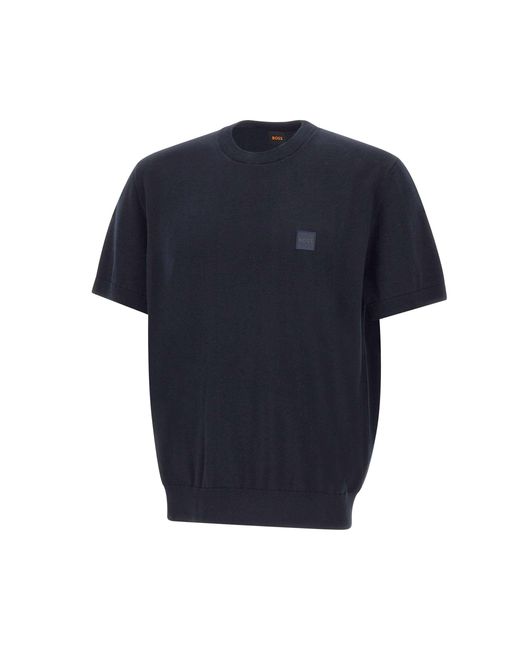 Boss Blue Kanacho Short-Sleeve Sweater for men