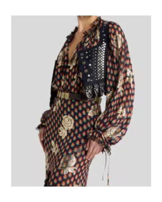 Etro Brown Shirt With Ruffles And Laces