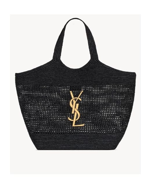 Saint Laurent Black Icare Logo Plaque Tote Bag