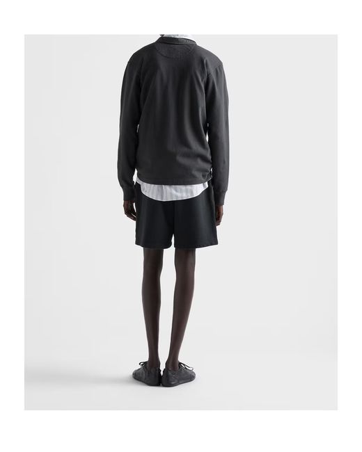 Prada Black Long-Sleeved Cotton Polo Shirt for men