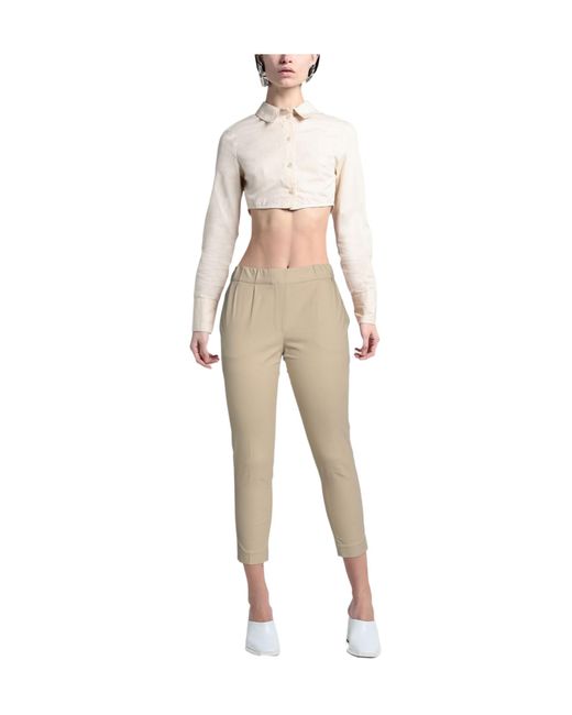Brunello Cucinelli Natural Elastic Twill Waist-Tightening Pants