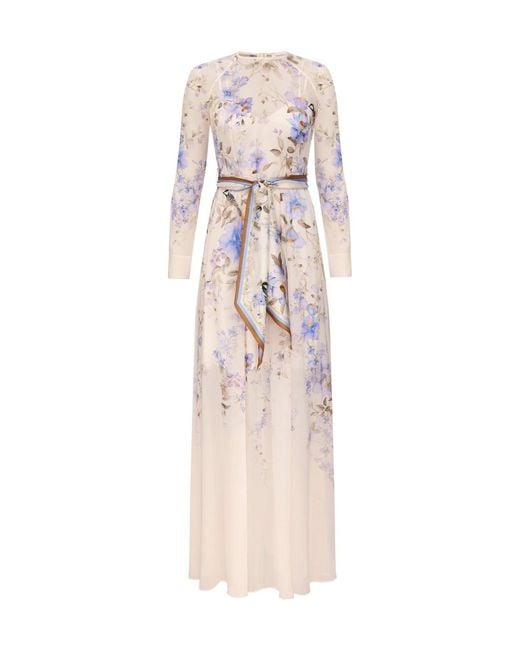 Zimmermann Multicolor Luna Floral Print Tie Maxi Dress