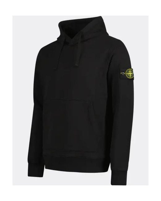 Stone Island Black Logo Patch Drawstring Hoodie for men