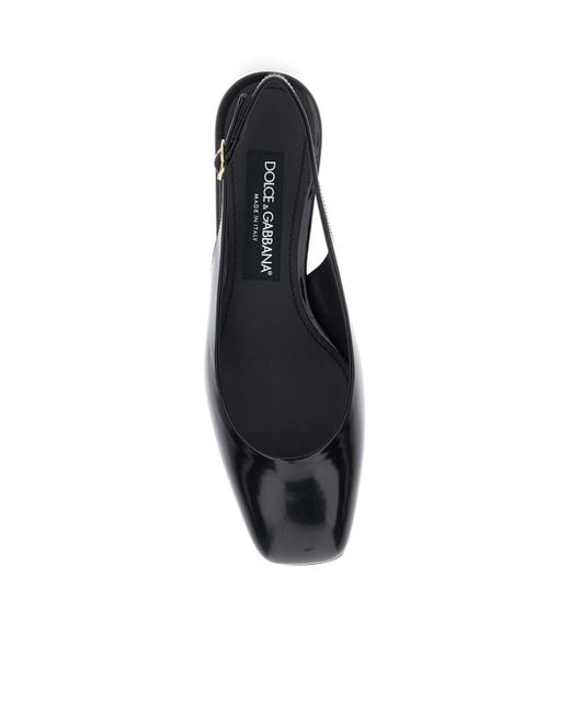 Dolce & Gabbana Black Square Toe Slingback Pumps