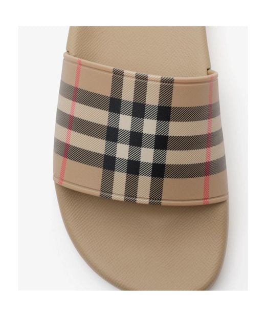 Burberry Brown Check Rubber Slide Sandals