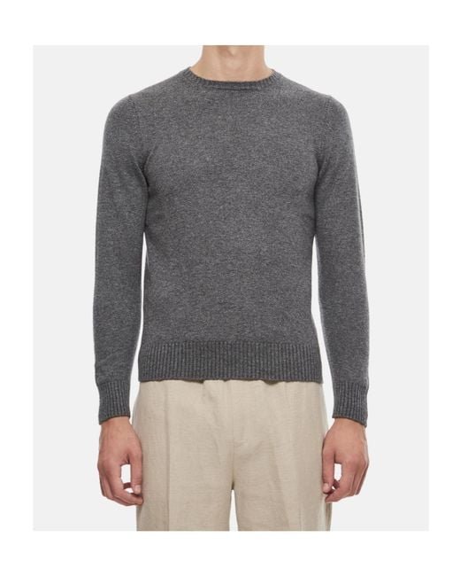 Drumohr Gray Fine-Knit Cashmere Jumper for men
