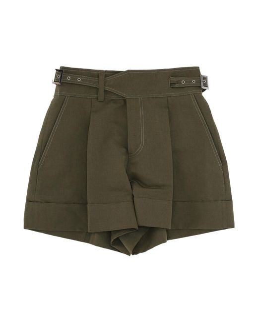 Pt Pantaloni Green Pt Torino Belted Pleated Shorts