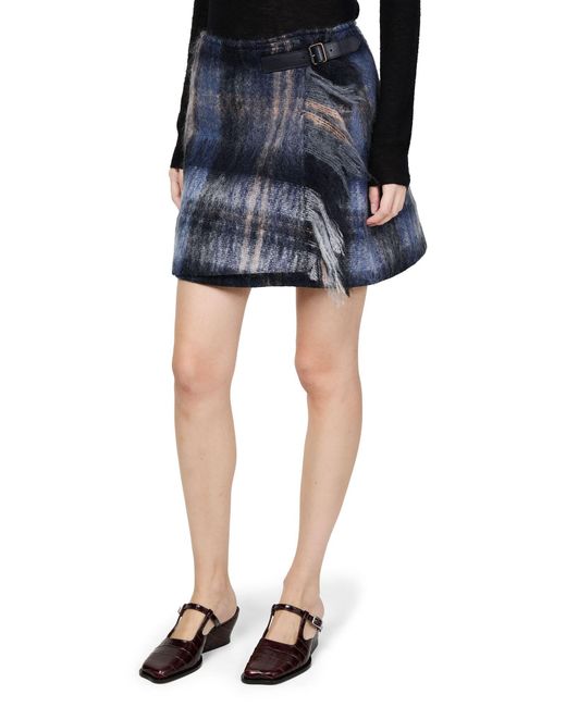 Loewe Gray Plaid Pattern Mini Skirt