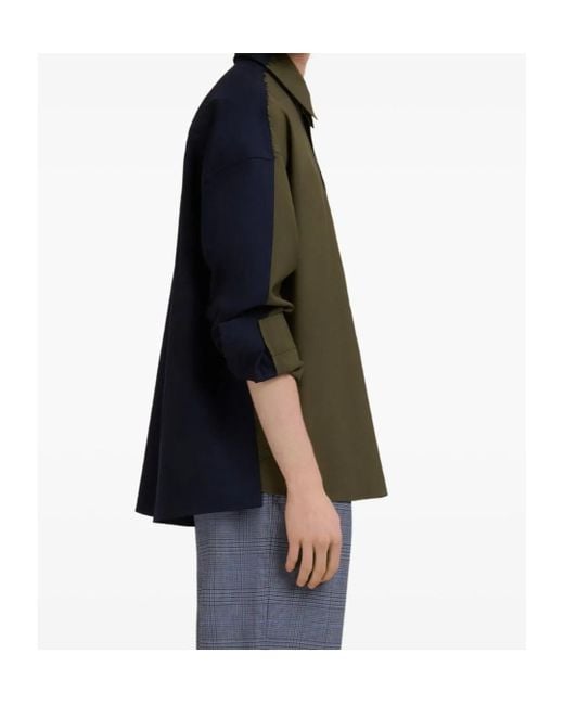 Marni Green Deep Tropical Wool Shirt With Contrast Back for men