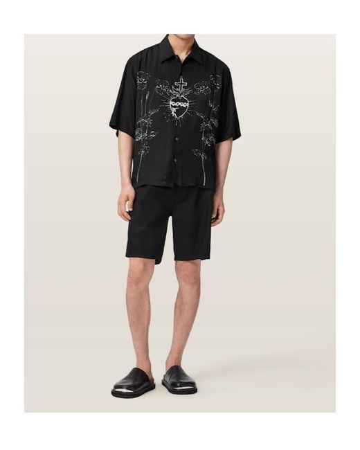 AllSaints Black Short-Sleeved Shirt for men