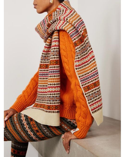 Bally Red Fair Isle Wool Scarf