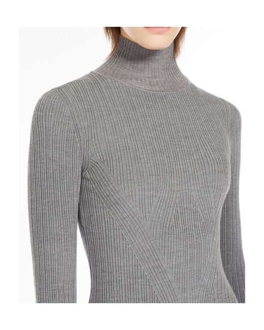 Sportmax Gray Layered Ribbed Midi Dress