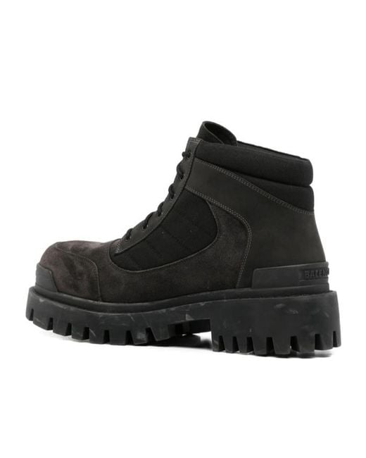 Balenciaga Black Lace-Up Ankle Boots for men