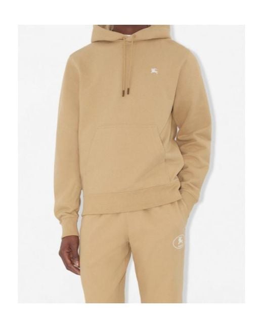 Burberry Natural Cotton Knight Stamp Hoodie for men