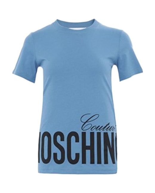 Moschino Blue Logo Printed Pattern T-Shirt