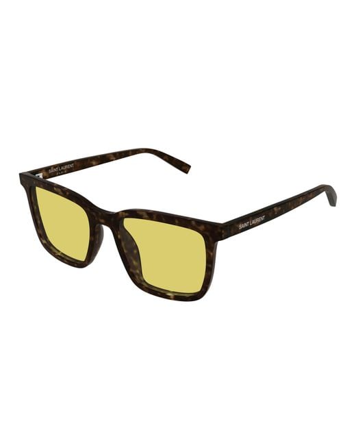 Saint Laurent Yellow Sl 500 Rectangular Sunglasses for men