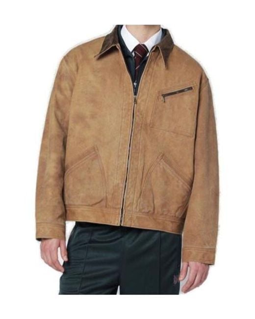 Needles Blue Long Sleeved Zipped Work Jacket for men