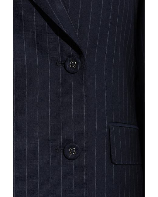 Officine Generale Blue Pinstripe Double-Breasted Jacket