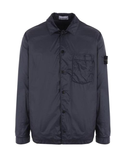 Stone Island Blue Compass-Patch Padded Jacket for men