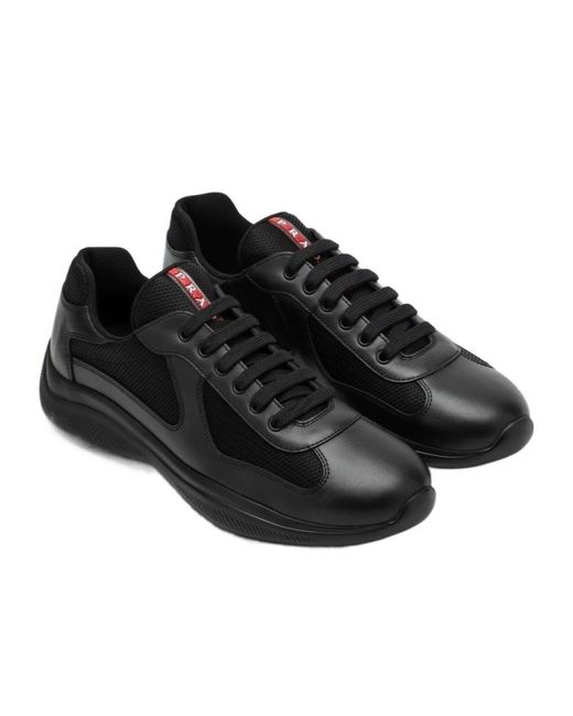 Prada Black Americas Cup Lace-Up Sneakers for men