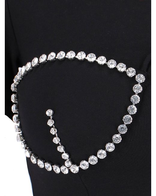 Area Black Embellished Short-Sleeved Bustier Style Top