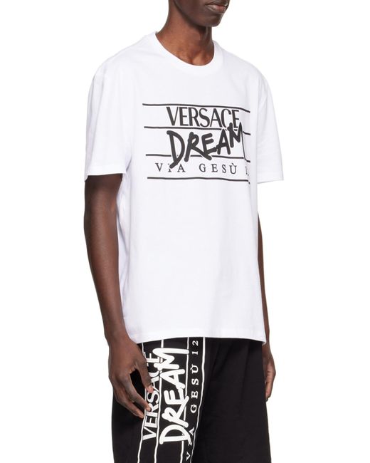 Versace White Logo-Print Short-Sleeved T-Shirt for men