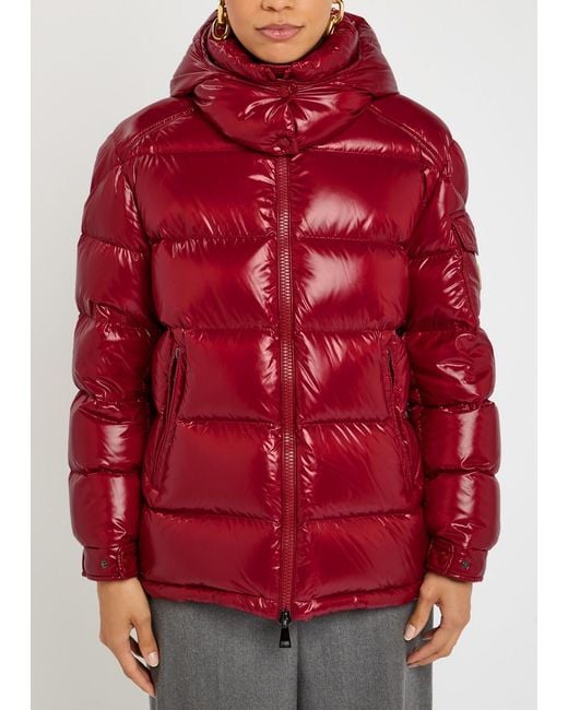 Moncler Red Maire Quilted Hooded Shell Jacket
