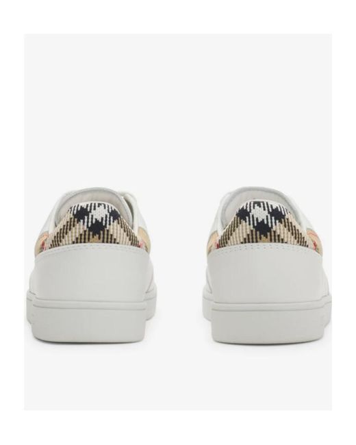 Burberry White Checked Low-Top Sneakers