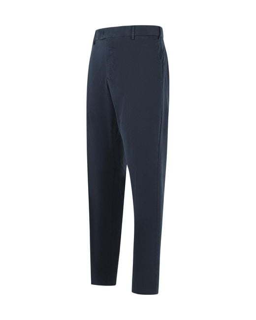 PT01 Blue Casual Trousers With Belt Loops for men