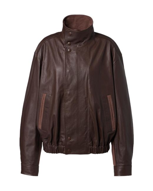 Lemaire Brown Leather Blouson Jacket