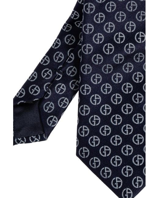 Giorgio Armani Blue Pattern-Jacquard Tie for men