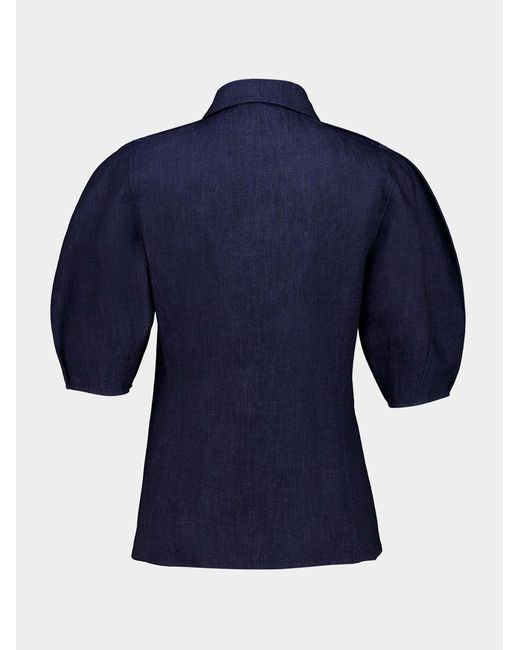 Gabriela Hearst Blue Sansi Puffed-Sleeve Top