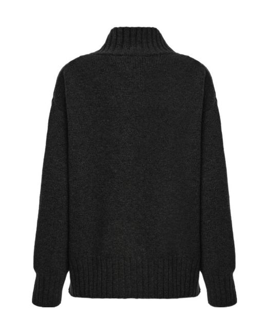Malo Black Ribbed Turtleneck Knitted Sweater