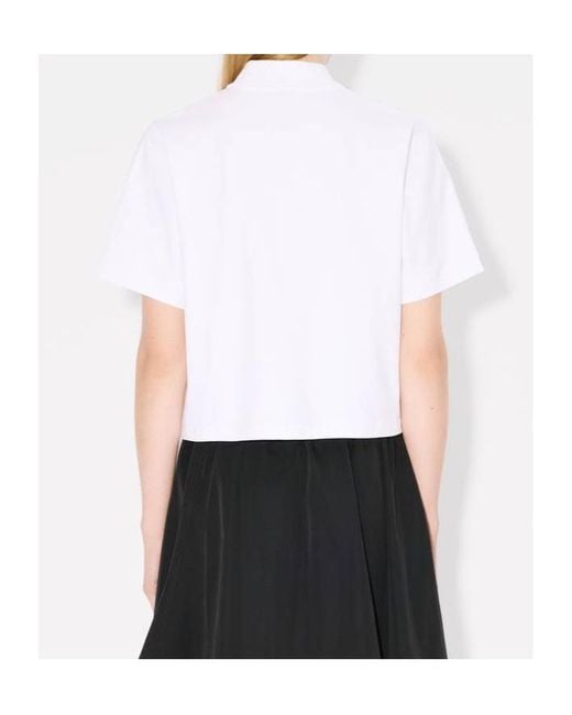 KENZO White Boke Flower 2.0 Embroidered Polo Shirt