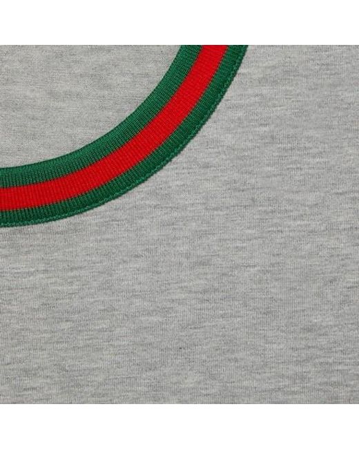 Gucci Gray Web Detailed Jersey T-Shirt