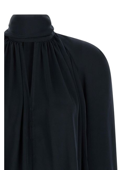 ROTATE BIRGER CHRISTENSEN Blue Logo Charm Blouse Bow Blouse