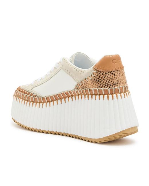 Chloé Natural Leather Platform Sneakers
