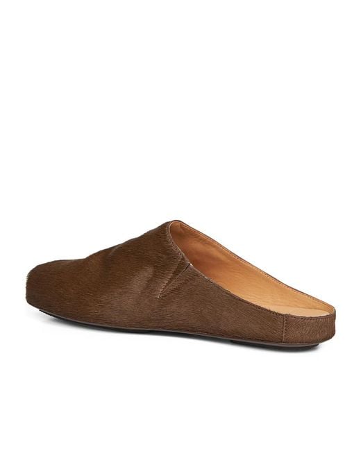 Uma Wang Brown Round-Toed Slippers