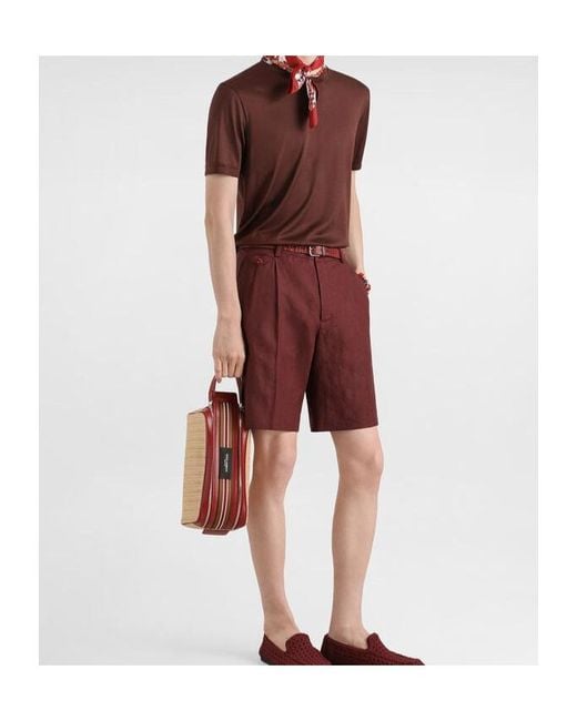 Dolce & Gabbana Brown Logo Patch Silk T-Shirt for men