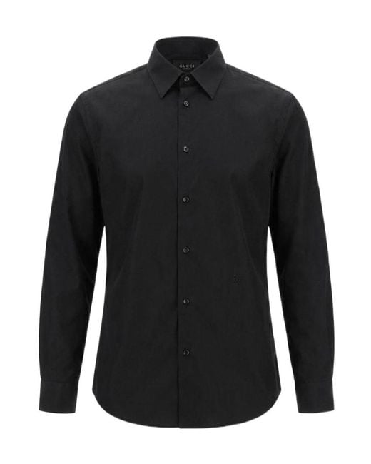 Gucci Black Piece Dyed Poplin Shirt for men