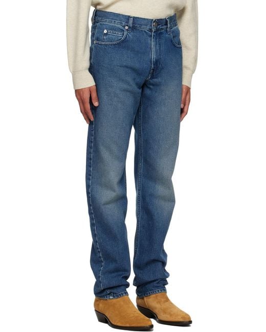 Isabel Marant Blue Logo-Patch Straight-Leg Jeans for men