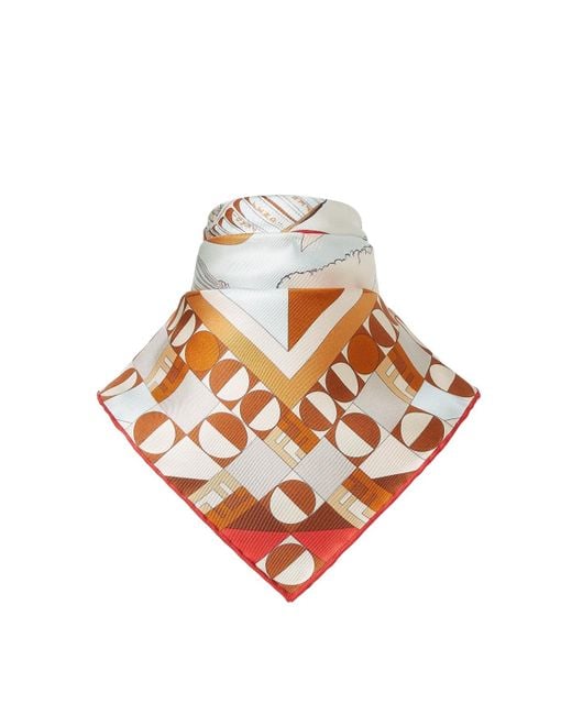 Fendi White Moonlight Echoes Printed Finished Edge Scarf