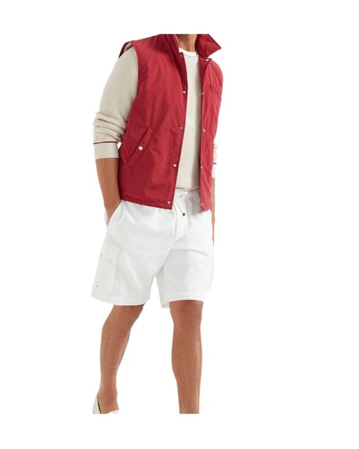 Brunello Cucinelli Red Thermore Button-Up Gilet for men