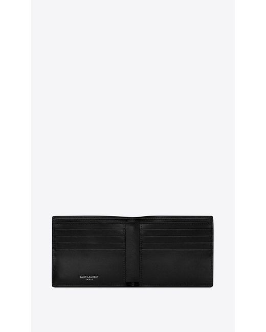 Saint Laurent Black Tiny Monogram East/West Wallet for men
