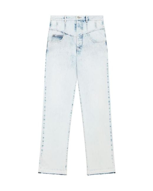 Isabel Marant Blue Noemie Frayed Edge Straight Leg Jeans