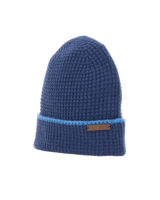 Kiton Blue Textured Cuffed Hat for men