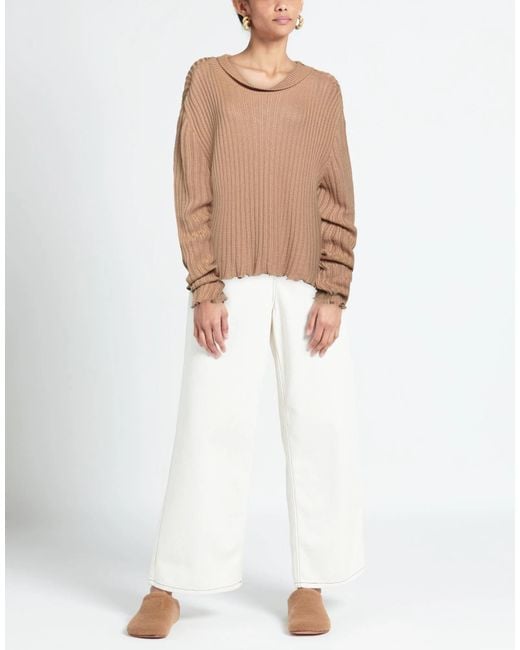 Maison Margiela Natural Minimalist Solid Color Knit Sweater