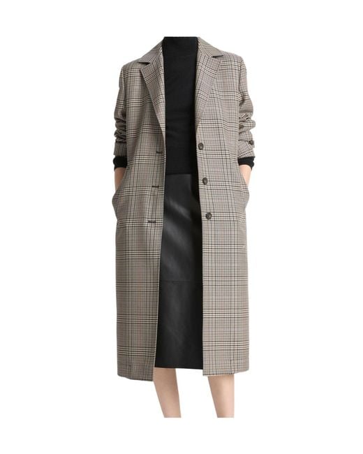 Vince Gray Embossed Plaid Wool Coat