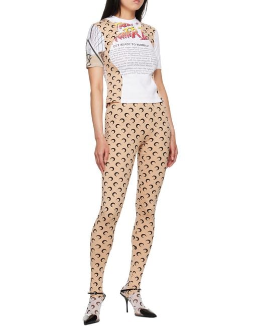 MARINE SERRE Natural Moon Printed Leggings Pants
