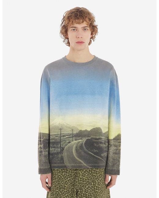 Maison Kitsuné Blue Long Sleeved T-Shirt for men